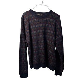 VTG Brandini Merino Wool Sweater Mens Large Geometric Pullover Layering Winter